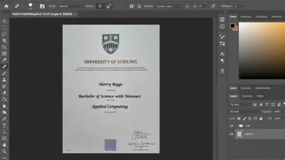 University Of Stirling University Certificate PSD Template