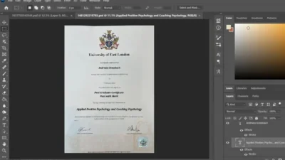 University Of East London Certificate PSD Template