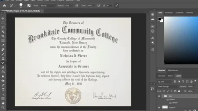 Fake Certificate From Brookdale Community College PSD Template
