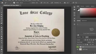 Authentic-Looking Fake Certificate From Lone Star College PSD Template