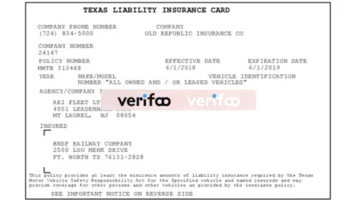 Fake Texas Insurance Card Templates
