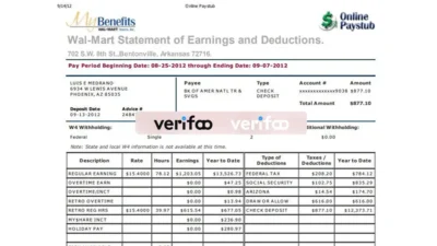 Walmart Pay Stub Template