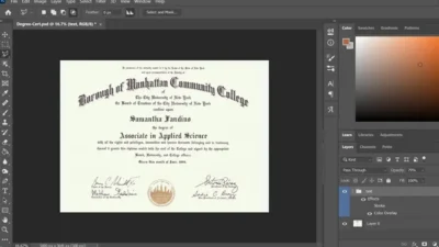 Borough Of Manhattan Community College Certificate PSD Template