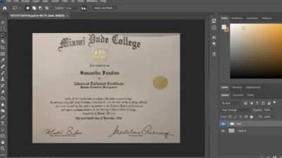 Authentic-Looking Fake Certificate From Miami Dade College PSD Template