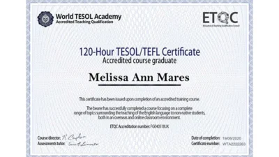 ETQC TEFL Certificate PSD Template