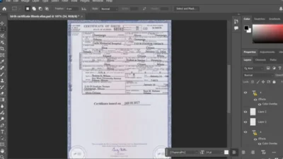 Authentic USA Illinois Birth Certificate Template