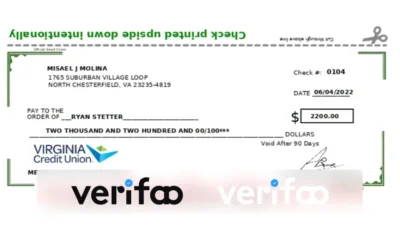 virginia credit union check template