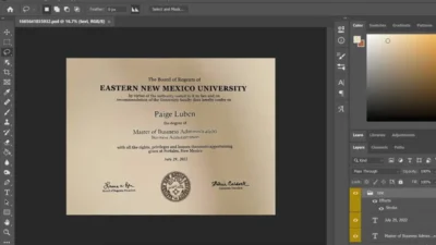 Eastern New Mexico University Certificate PSD Template