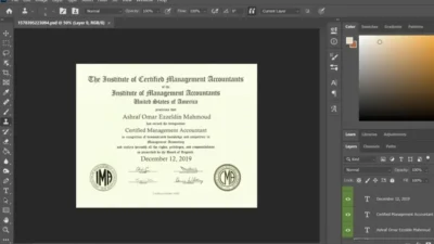 CMA Institute Certificate PSD Template