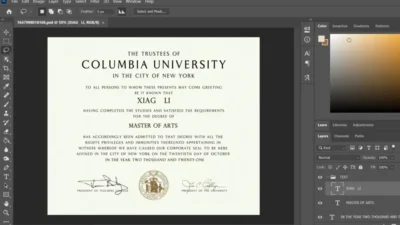 Fake Certificate From Columbia University PSD Template