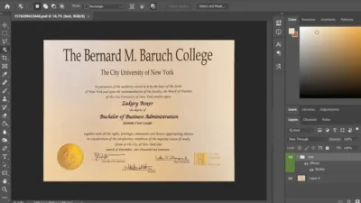 Fake Certificate From Bernard M.Baruch College PSD Template