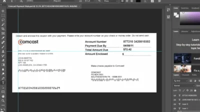 Comcast payment stub psd template Free Download