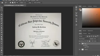 California State Polytechnic University Pomona Certificate PSD Template
