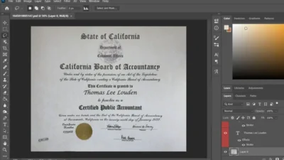 California Board Of Accountancy Certificate PSD Template
