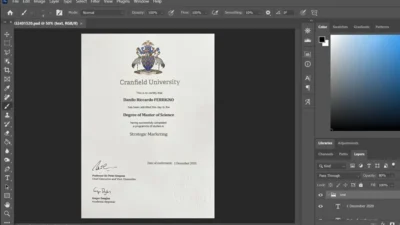 Fake Certificate From Cranfield University PSD Template