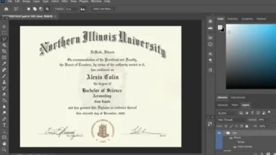 Northern Illinois University Certificate PSD Template