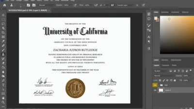 UCLA University Certificate PSD Template