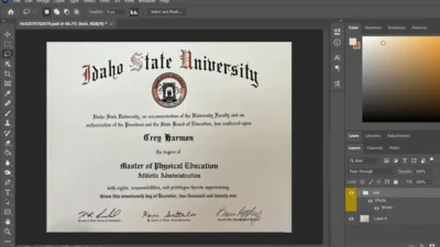 Fake Certificate From Idaho State University PSD Template