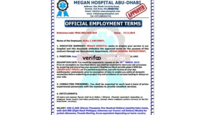 UAE Megan hospital joboffer approval letter