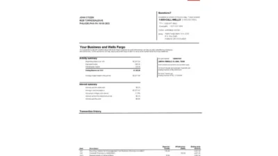 USA Wells Fargo Bank Statement Word And PDF Template Version 2
