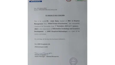 Realistic Fake AMRI Hospital Experience Certificate Templates