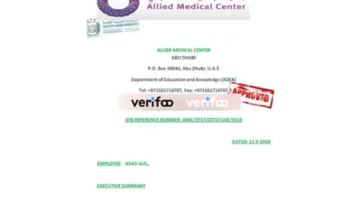 UAE Allied Medical Center Contract Letter Template