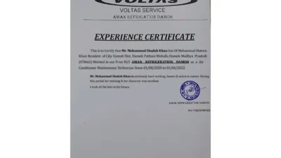 Voltas Company Experience Certificate PSD Template