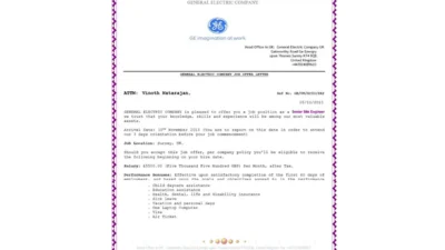 Fake General Electric Job Offer Letter Word Template