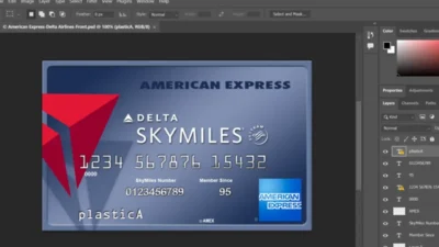 American Express Flying Blue Credit Card PSD Template
