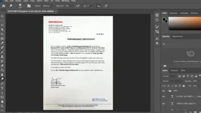 Fake Honda Experience Certificate PSD Template