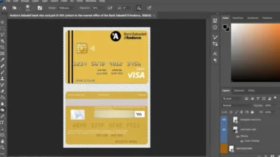 Andorra Bank Sabadell Visa Card Debit Card PSD Template