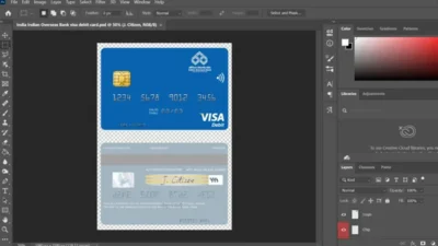 India Indian Overseas Bank Visa Card Template