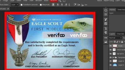Fake Eagle Scout Card PSD Template