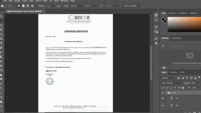 Fake Decon Construction Company Experience Certificate PSD Template