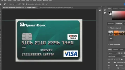 Ukraine Private Bank Visa Gold Card PSD Template