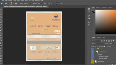 Ethiopia Awash International Bank Visa Debit Card PSD Template