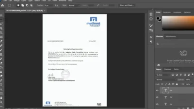 Muthoot Fincrop Experience Certificate PSD Template