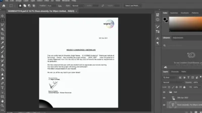 Fake Wipro Company Experience Certificate PSD Template